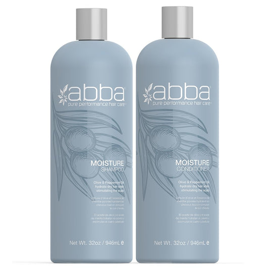 ABBA - Pure Moisture Shampoo & Conditioner Hydrating & Nourishing Value Duo Set - Olive Butter & Peppermint Oil, 32 fl oz Each Beauty & Personal Care ABBA