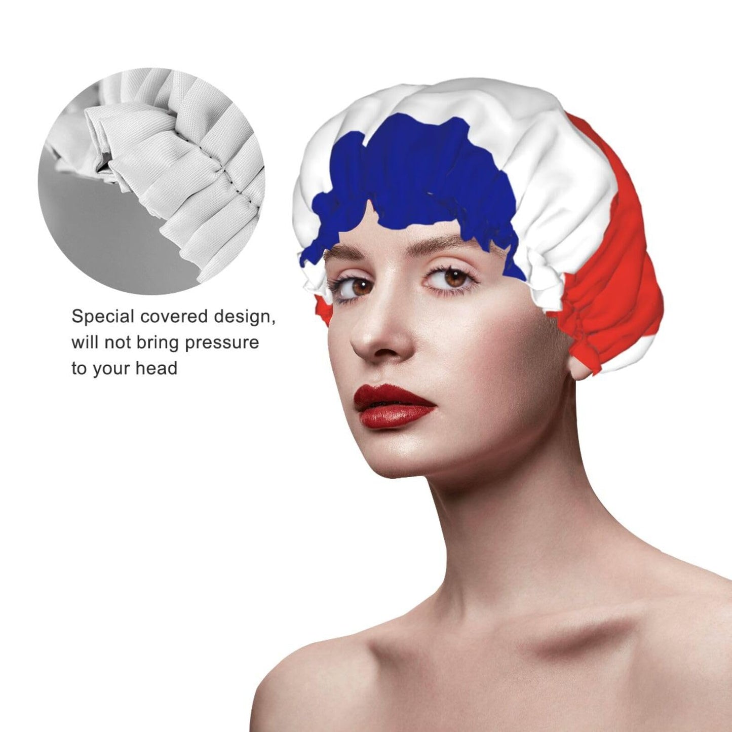 Costa Rica Flag Prints Shower Cap Double Layer Lined Waterproof Bathing Shower Hat Beauty and Personal Care Hayyett