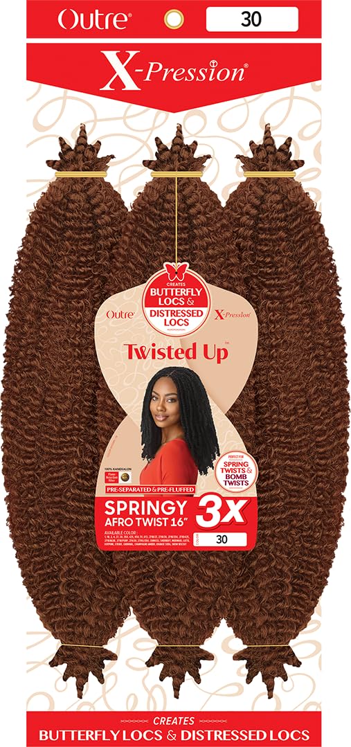 Outre X-Pression - Twisted Up - Springy Afro Twist 16" 3X (5 Pack, LIGHT AUBURN 30)