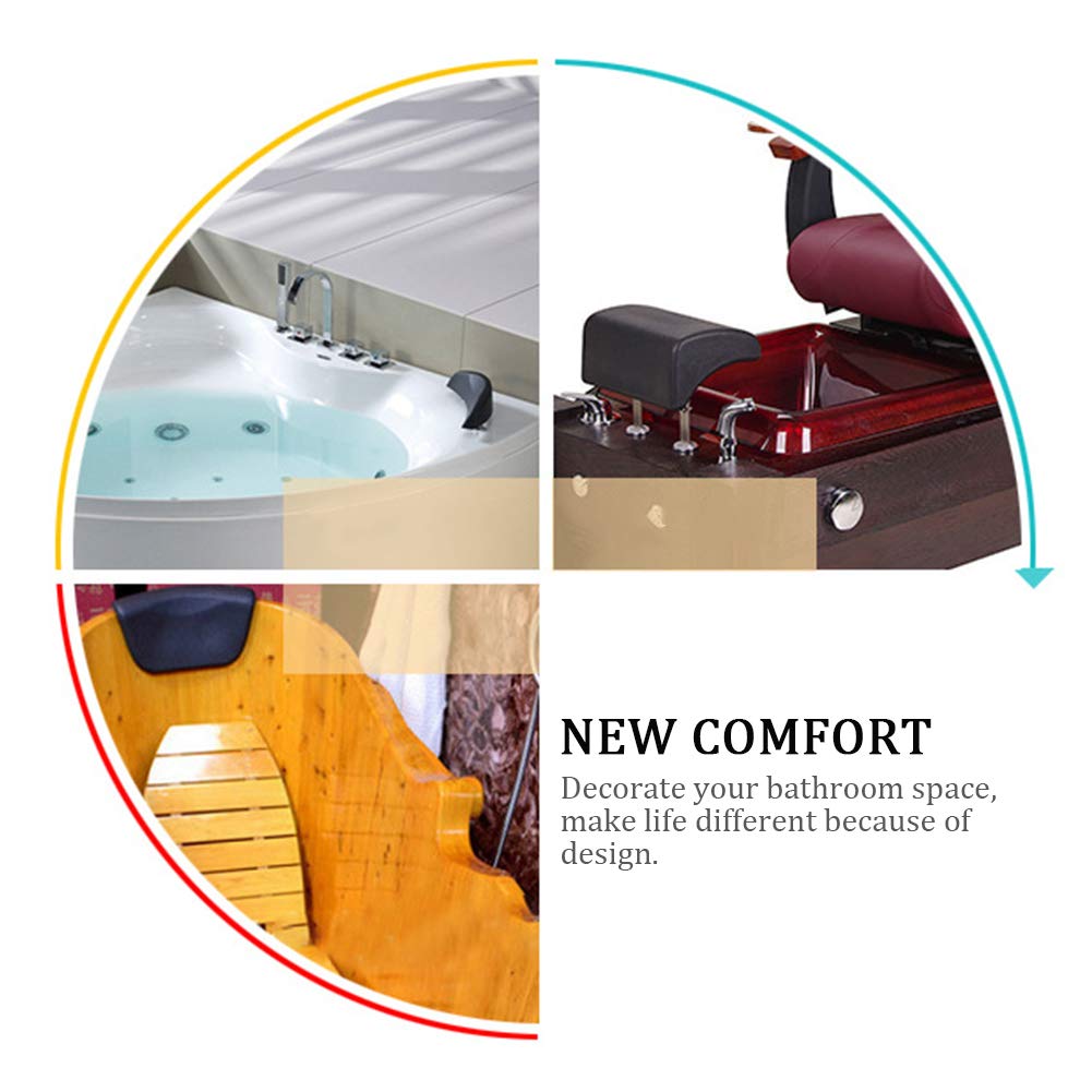 WDFS Bathtub Spa Pillow PU Leather Waterproof Neck Support Head Rest Pad with Anti Slip Suction Cups Hot Tub Head Rest Bath Accessories for Home Beauty and Personal Care WDFS