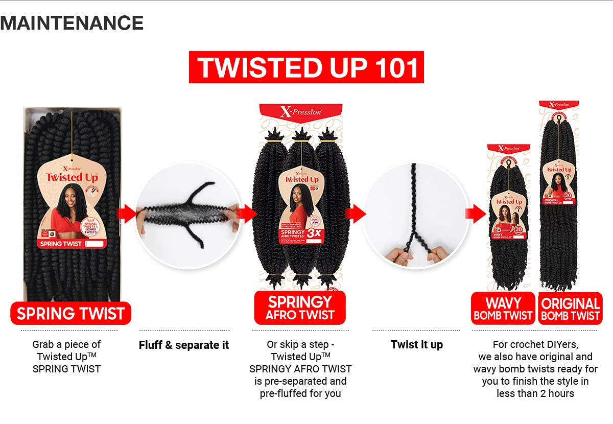 X-pression Braid Outre Crochet Braids X-Pression Twisted Up 3X Springy Afro Twist 24 in (1-pack, 2T1B/425) Beauty & Personal Care x-pression