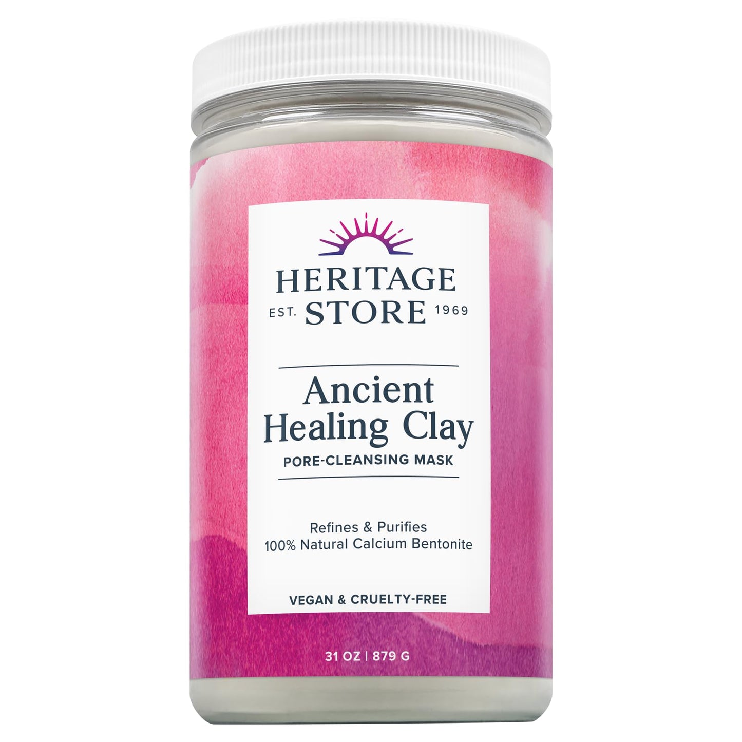 Heritage Store Ancient Healing Clay Pore-Cleansing Mask | Refines & Purifies with 100% Natural Calcium Bentonite | 31oz Beauty & Personal Care Living Clay