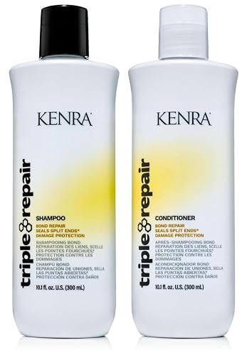 Kenra Triple Repair Shampoo/Conditioner Set | Targets & Repairs Weak or Broken Bonds | Split Ends | Damaged Hair | Bond Builder | Sulfate-Free | 10.1 Beauty & Personal Care Kenra
