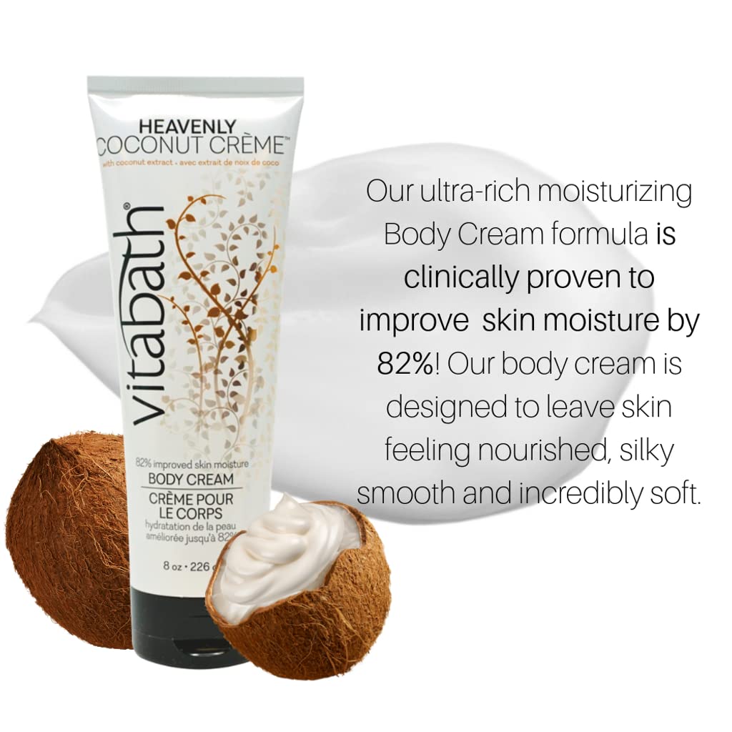Vitabath Heavenly Coconut Creme Moisturizing Body Cream - Soothing Hydration Vitamin & Nutrient Skin Care - Replenishing All Over Dry Skin Lotion Beauty & Personal Care Vitabath