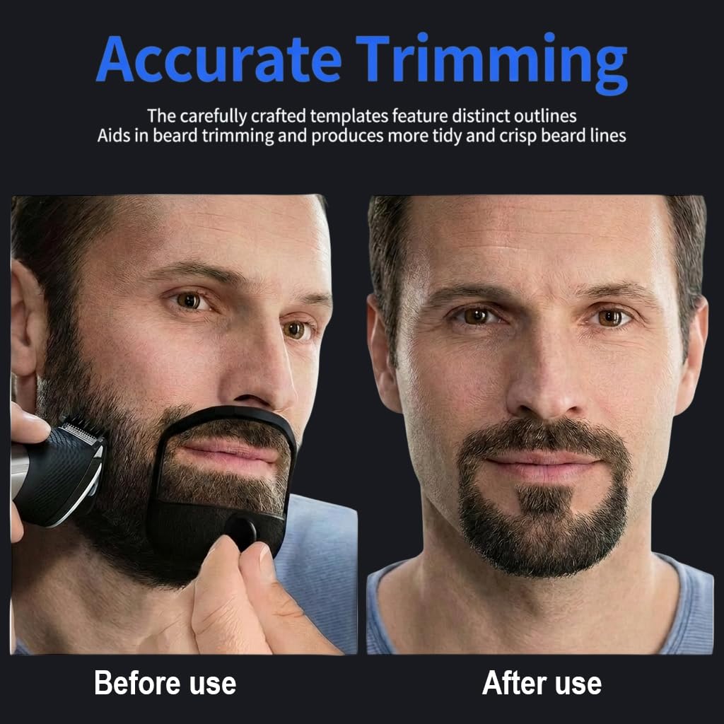 Goatee Shaper for Perfect Symmetry, Beard Shaper for Men with 5 Size Templates, Precision Goatee Template for Clean, Even Lines, Durable & Easy-to-Use Beauty and Personal Care RCOACE