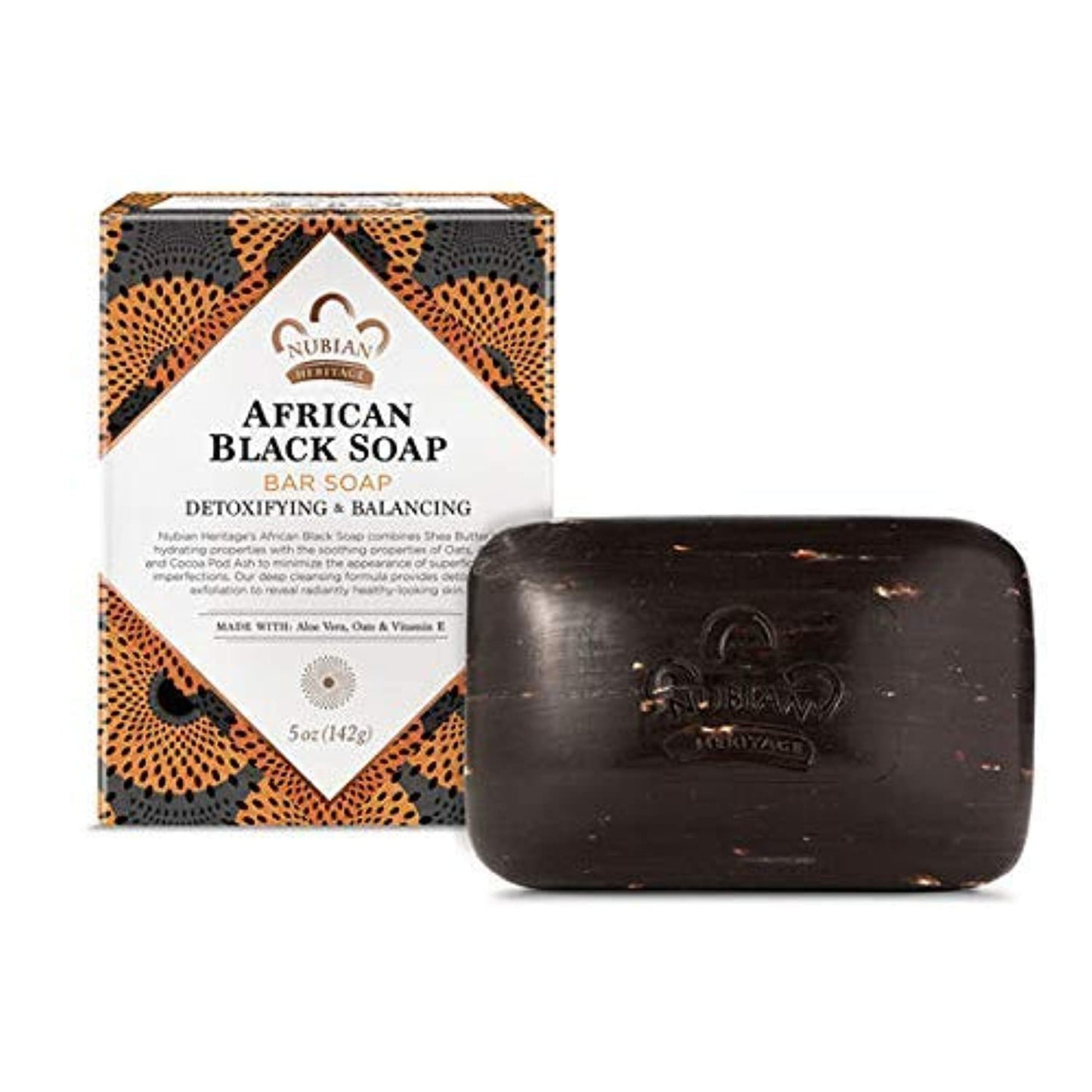 Nubian Heritage African Black Bar Soap with Oats and Aloe Vera,5 Ounce Beauty & Personal Care Nubian Heritage