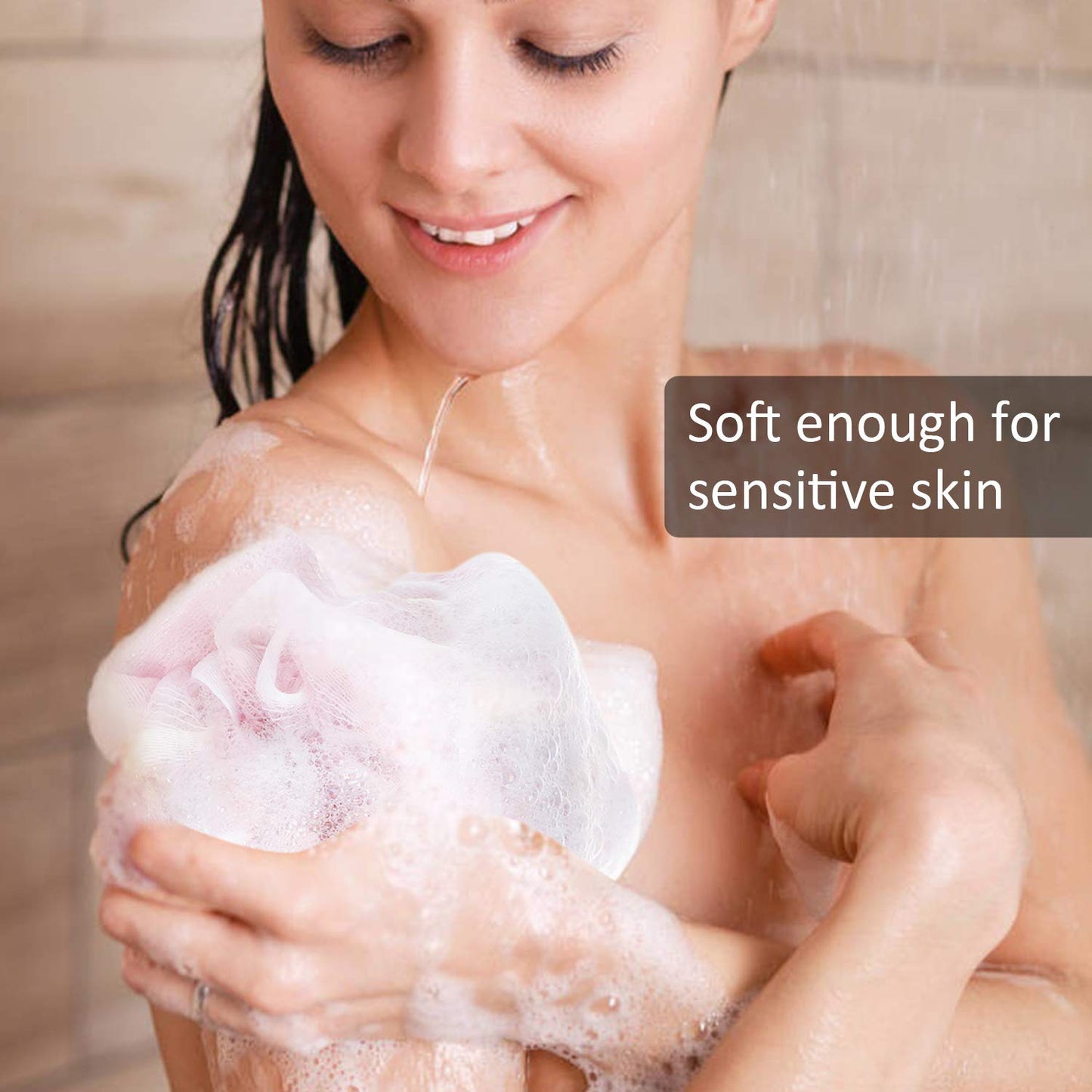 Novosun Loofah Bath Sponge Luffa Loofa Body Scrubber Soft Mesh Pouf Wash Puff Shower Puff Shower Ball Exfoliating Shower Sponge Pack of 4 (60g/pcs) Beauty & Personal Care novosun
