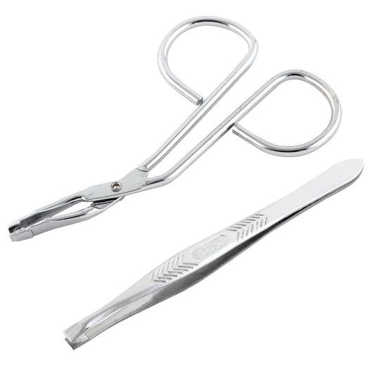 uxcell Stainless Steel Curved Flat Tip Eyebrow Tweezers Trimmer Makeup Tool Silver Tone Beauty and Personal Care uxcell