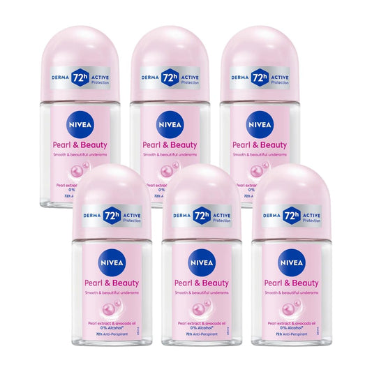 NIVEA Pearl & Beauty Roll On Deodorant 25ml - Long Lasting 72 Hour Odor & Sweat Protection with Pearl Extracts - Alcohol Free Formula for Soft Fresh Beauty and Personal Care NIVEA