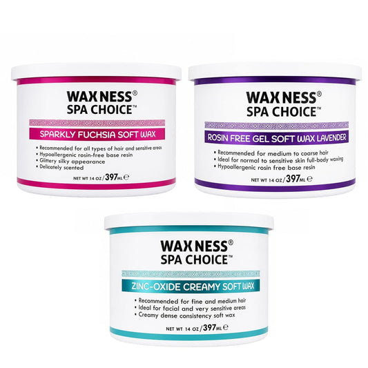 Waxness Spa Choice Assorted Soft Wax Tins 14 oz Pack of 3 - Rose, Lavender Zinc Oxyde Beauty and Personal Care Waxness