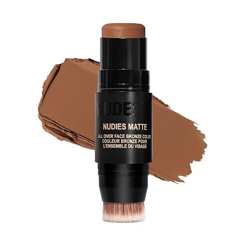 Nudestix Nudies Bronze All Over Matte Bronzing Stick - 3-in-1 Cream Bronzer for Cheeks, Eyes & Lips with Built-In Brush | Natural Contour & Sun-Kissed Beauty & Personal Care Nudestix
