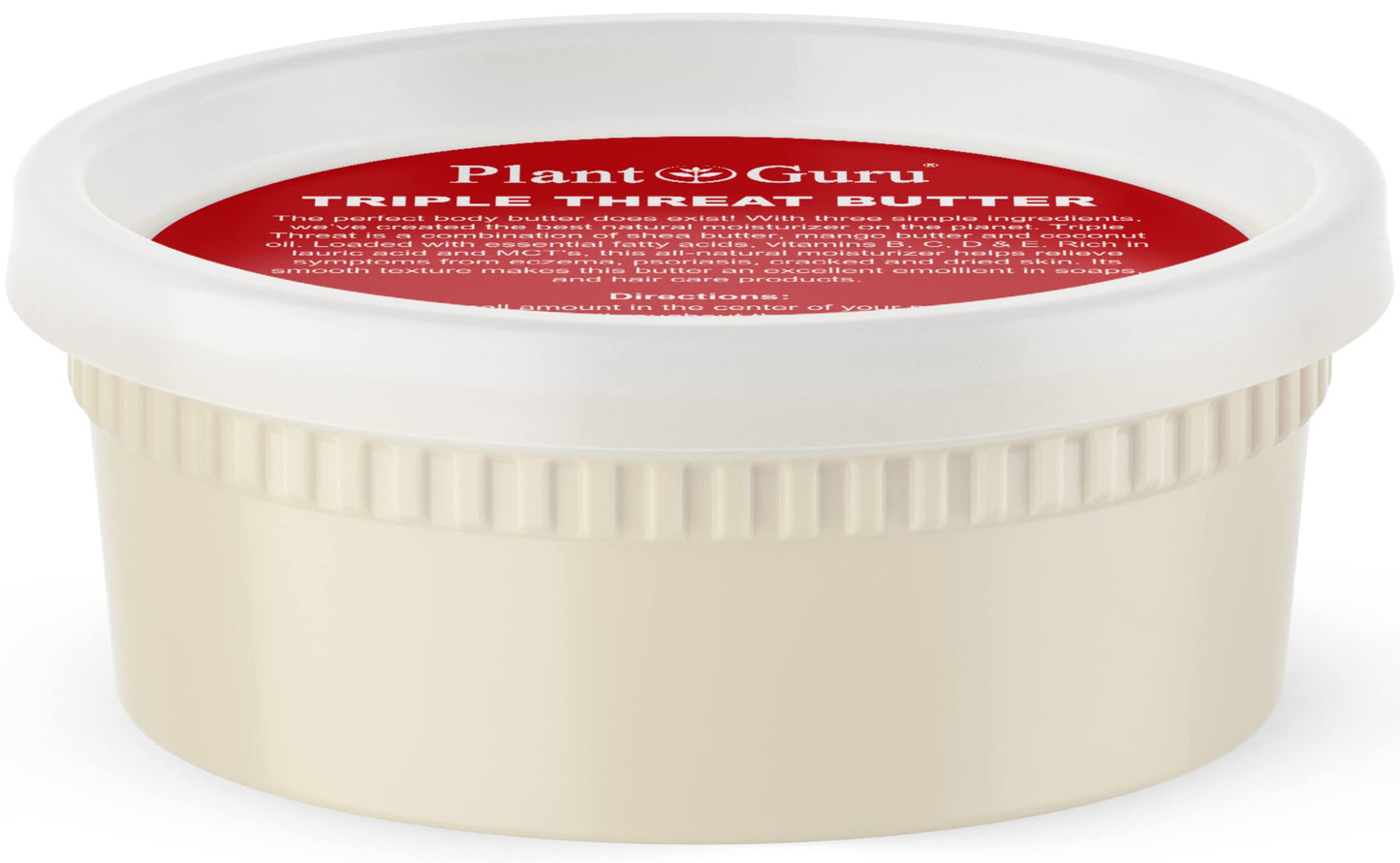 Plant Guru Triple Threat Body Butter 8 oz. - Blend of Shea, Mango & Coconut Oil - 100% Pure Natural Raw Unrefined Moisturizer For Dry Skin, Face Beauty & Personal Care Plant Guru