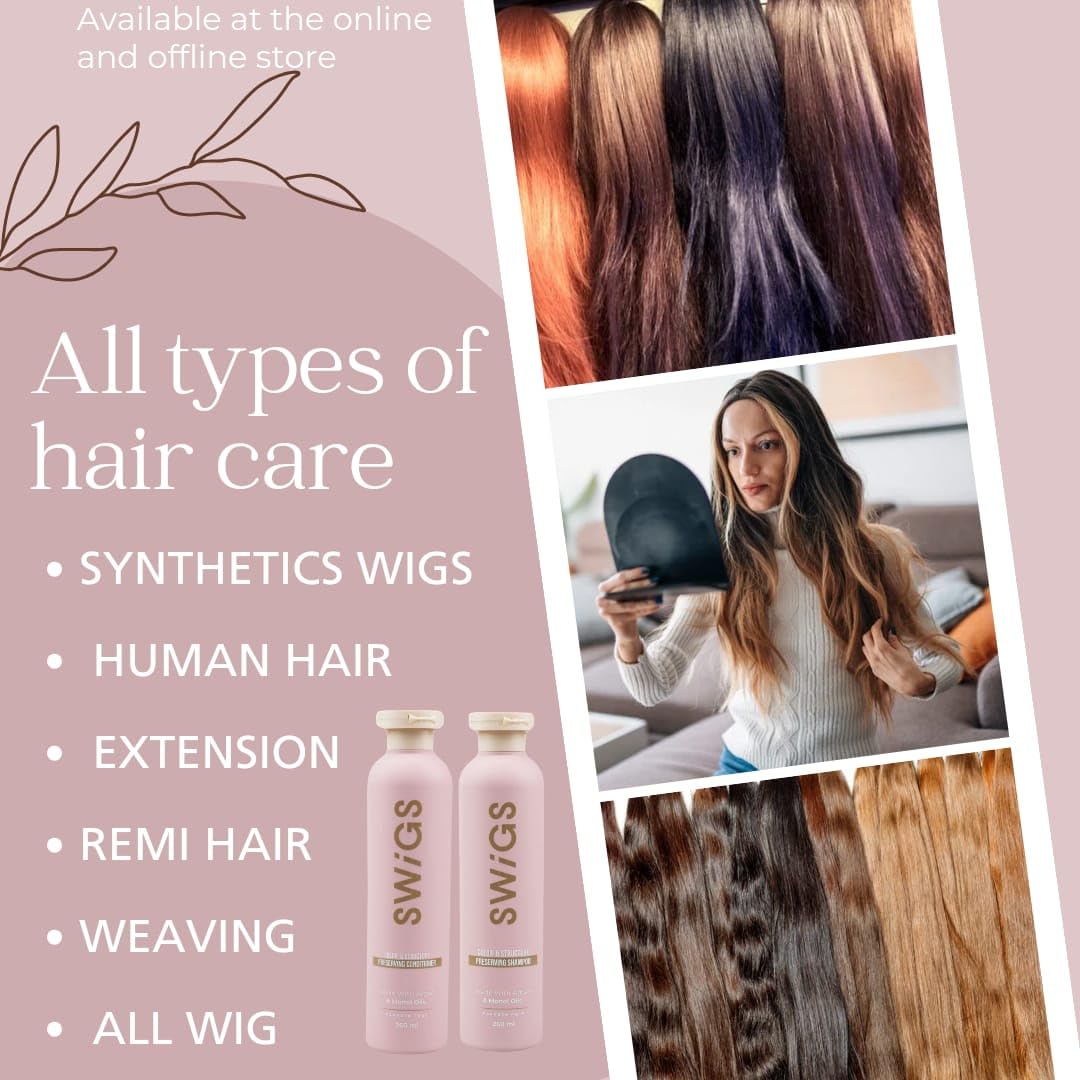 SWIGS Human & Synthetic Wig Shampoo & Conditioner set| Detangle Wig |Color-Safe| Promotes Body & Volume | Promote Silkiness & Shine | 2 Pack, 8 oz Beauty & Personal Care swigs