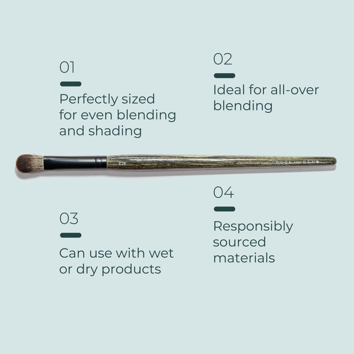 Rose and Ben Beauty E28 Shading and Blending Brush | Multi-Use Head for Even Blending & Shading | Cruelty-Free Bristles Beauty & Personal Care Rose and Ben Beauty