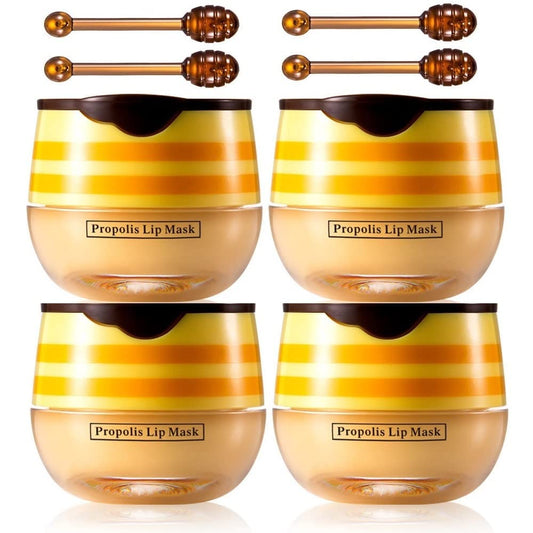 4Pcs Lip Balm Honey Pot, Propolis Moisturizing Honey Lip Mask Lip Balm, Reduces Lip Lines, Prevention Dry and Cracked Lip Scrubs Exfoliator. … Beauty and Personal Care JISKG