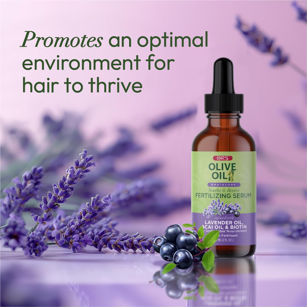 ORS Olive Oil Braidzone Fertilizing Serum with Lavender, Acai & Biotin for Hair & Scalp 2 oz (1) Beauty & Personal Care ORS
