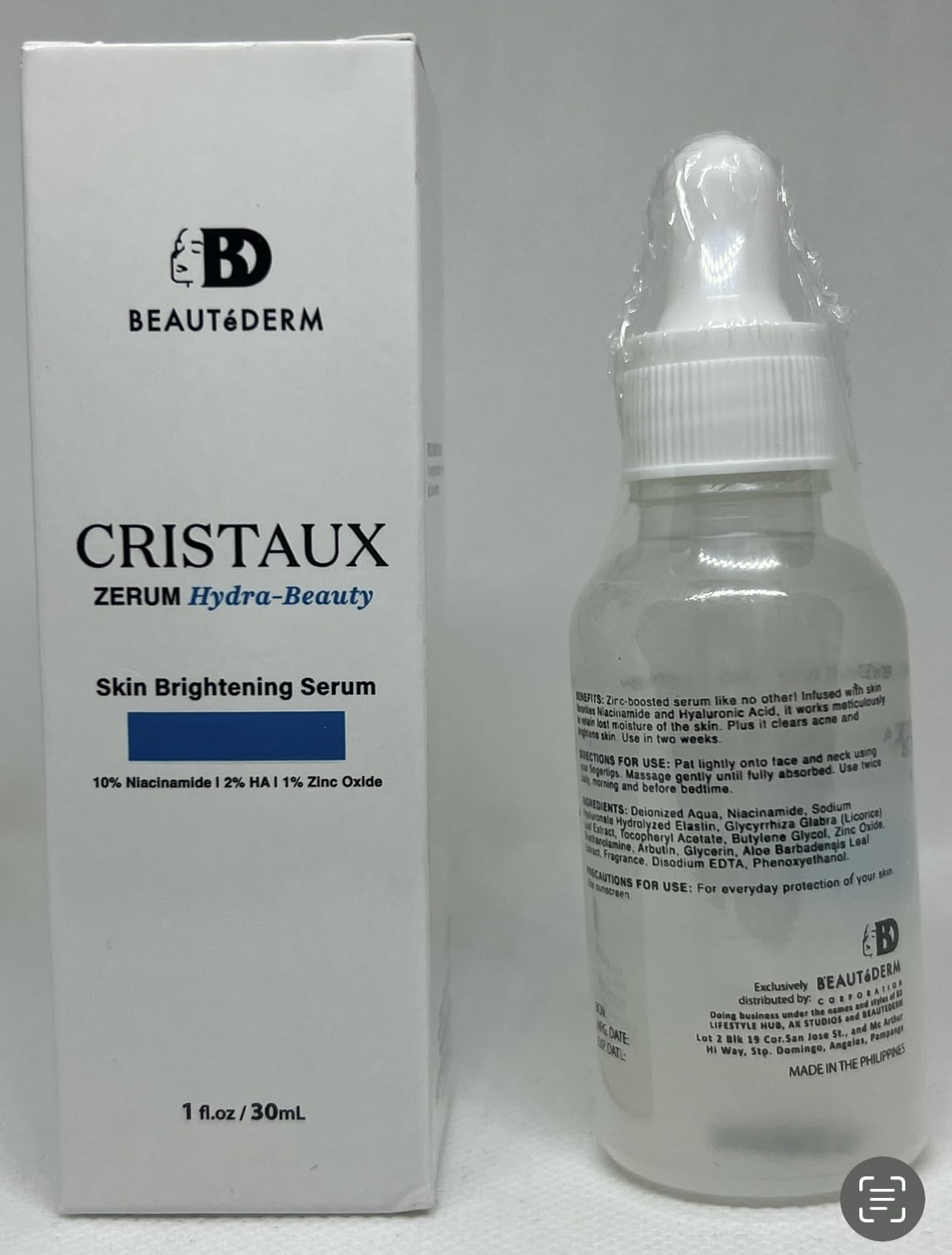 B-Derm Cristaux Zerum Hydra-Beauty: Complexion Care Serum (30ml) Beauty & Personal Care Beautederm