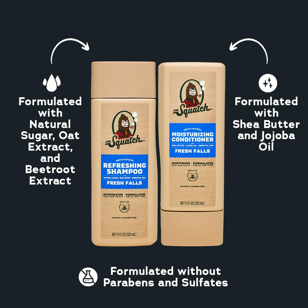 Dr. Squatch Full + Thick Men's Shampoo and Conditioner Set - For Fuller, Thicker-Looking Hair - Natural Shampoo and Conditioner for Men - Fresh Falls Beauty & Personal Care Dr. Squatch