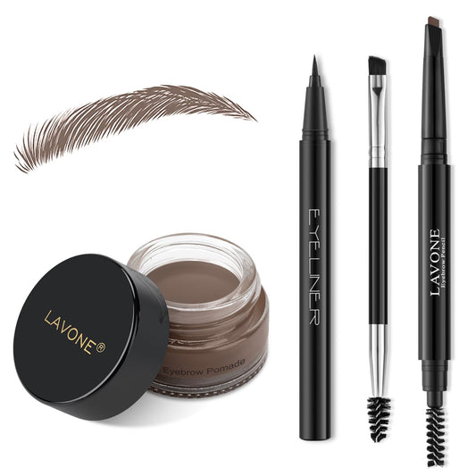 LAVONE Eyebrow Stamp Pencil Kit for Eyebrows Makeup, with Waterproof Eyebrow Pencil, Eyeliner, Eyebrow Pomade, and Dual-ended Eyebrow Brush - Light Beauty and Personal Care LAVONE Default Title
