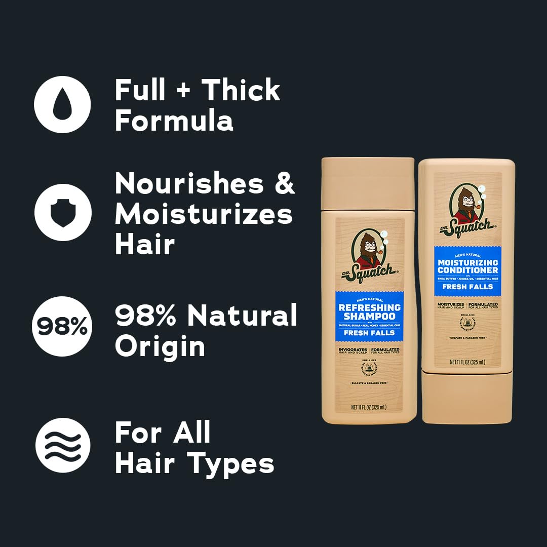 Dr. Squatch Full + Thick Men's Shampoo and Conditioner Set - For Fuller, Thicker-Looking Hair - Natural Shampoo and Conditioner for Men - Fresh Falls Beauty & Personal Care Dr. Squatch