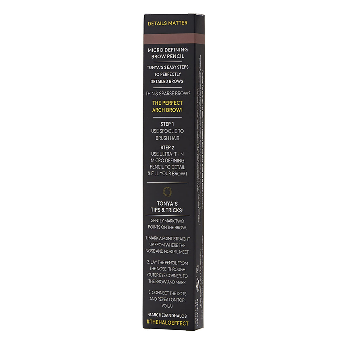 Arches & Halos Micro Defining Brow Pencil - Get Fuller and More Defined Brows - Long-Lasting, Smudge Proof, Rich Color - Dual Ended Pencil with Brush