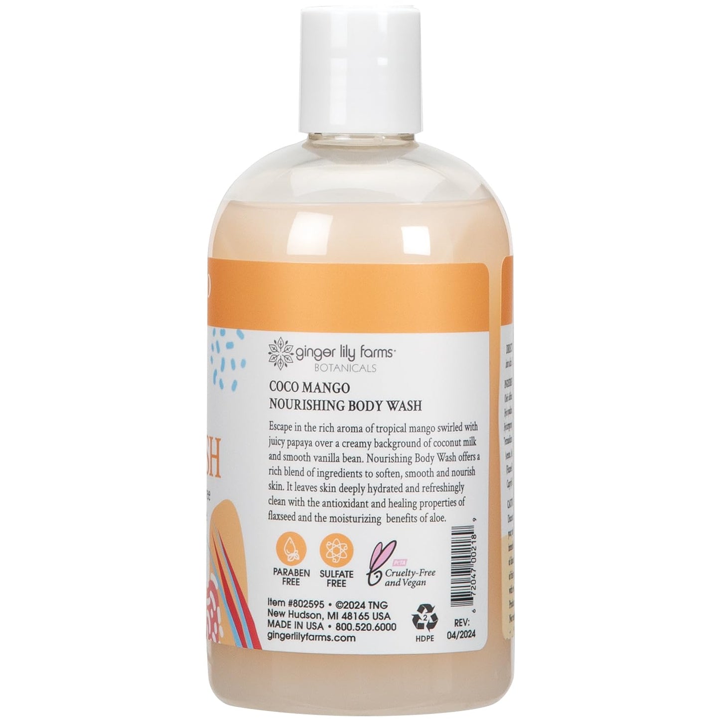 Ginger Lily Farms Botanicals Nourishing Body Wash, Coco Mango, 100% Vegan & Cruelty-Free, Coconut Mango Scent, 12 Fl Oz Beauty & Personal Care Ginger Lily Farms