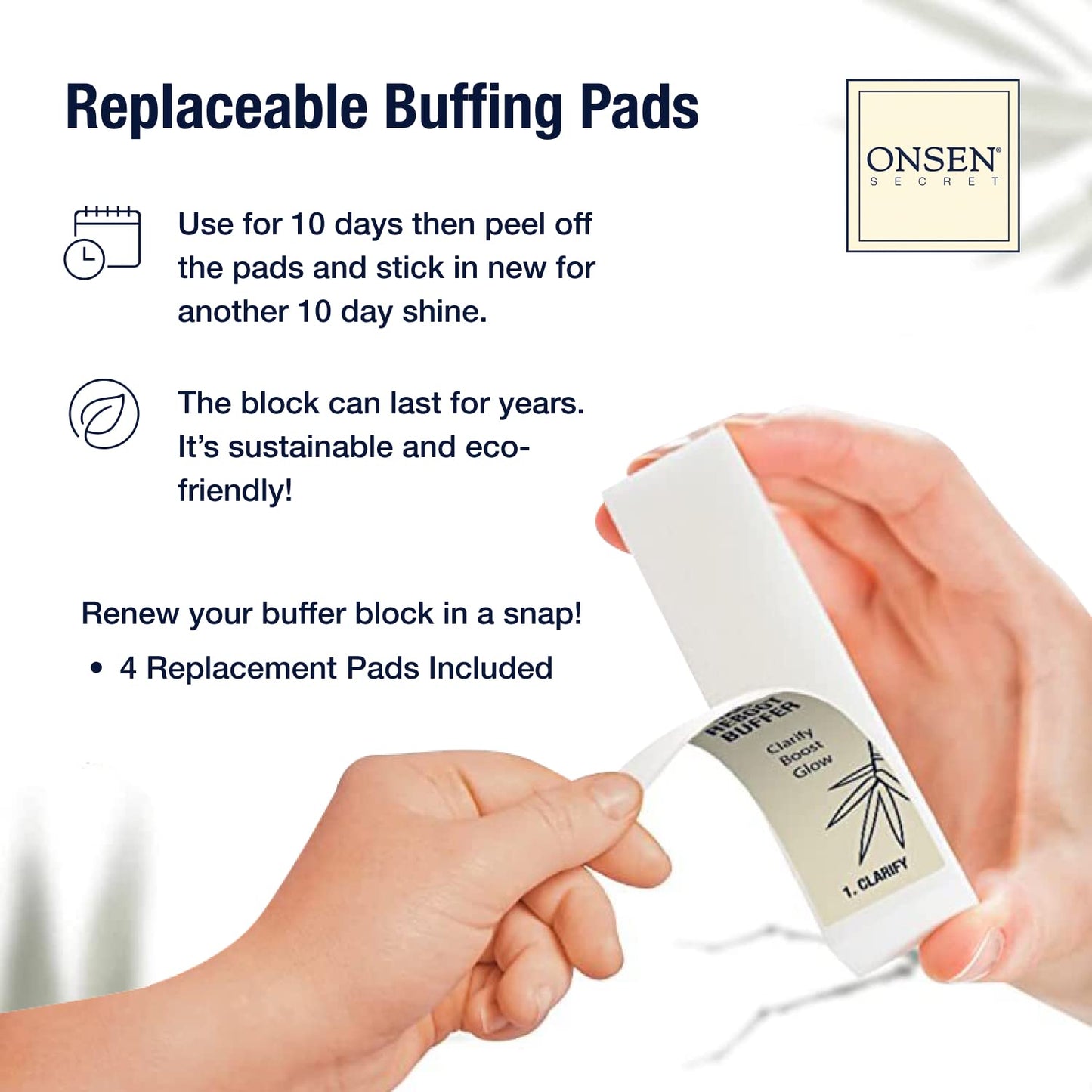 Onsen Japanese Nail Shape & Shine Kit | 3-Way Nail Buffer Block w/ 2 Extra Pads & 6-Pack Professional File 120/180 Grit for Natural and Acrylic Nails Beauty & Personal Care Onsen Secret
