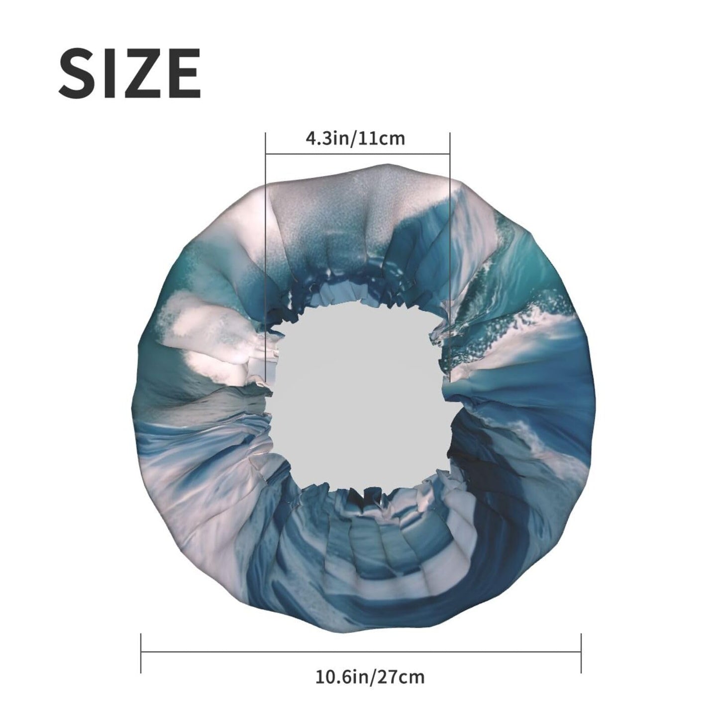 Ocean Waves Shower Cap for Women Men Large Reusable Shower Bonnet Double-Layer Waterproof Bath Caps Elastic Band Hair Hat for All Hairstyles Beauty and Personal Care BWLHJKE