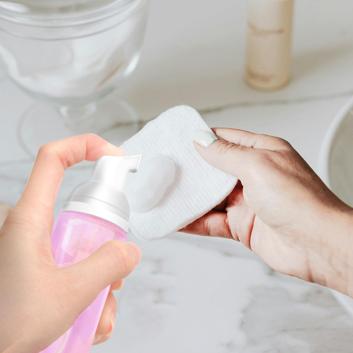 2oz Plastic Foam Pump Bottle, Empty Bottle Travel Foaming Dispenser for Hand Soap, Shampoo (3Pcs, 60ml) (Clear+Green+Pink) Beauty and Personal Care Zuihug