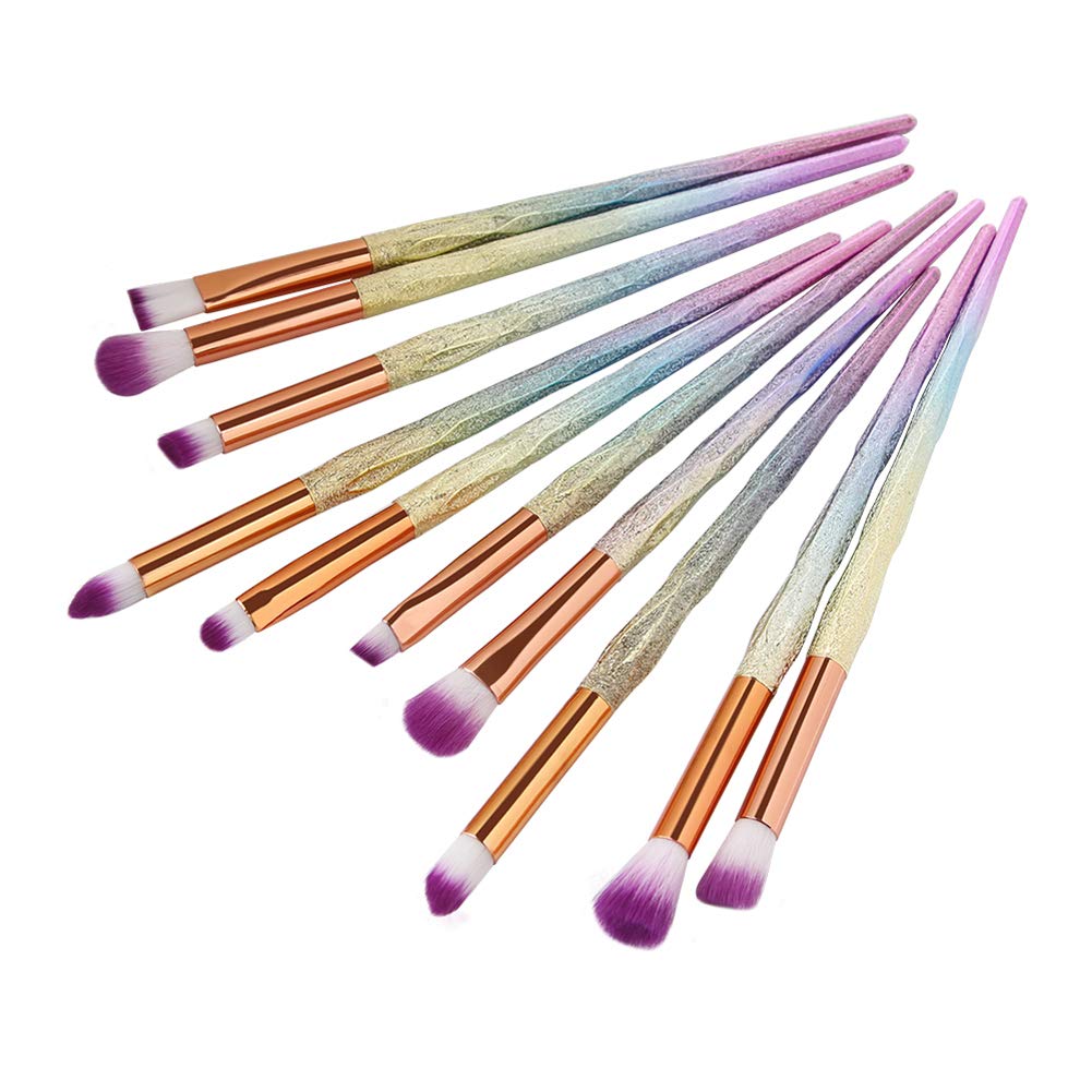 MIPPER 10pcs Diamond Handle Eye Makeup Brushes?Eyebrow Eye shadow Eyeliner Nasal shadow Cosmetics Brush Tool (mix color) Beauty & Personal Care MIPPER