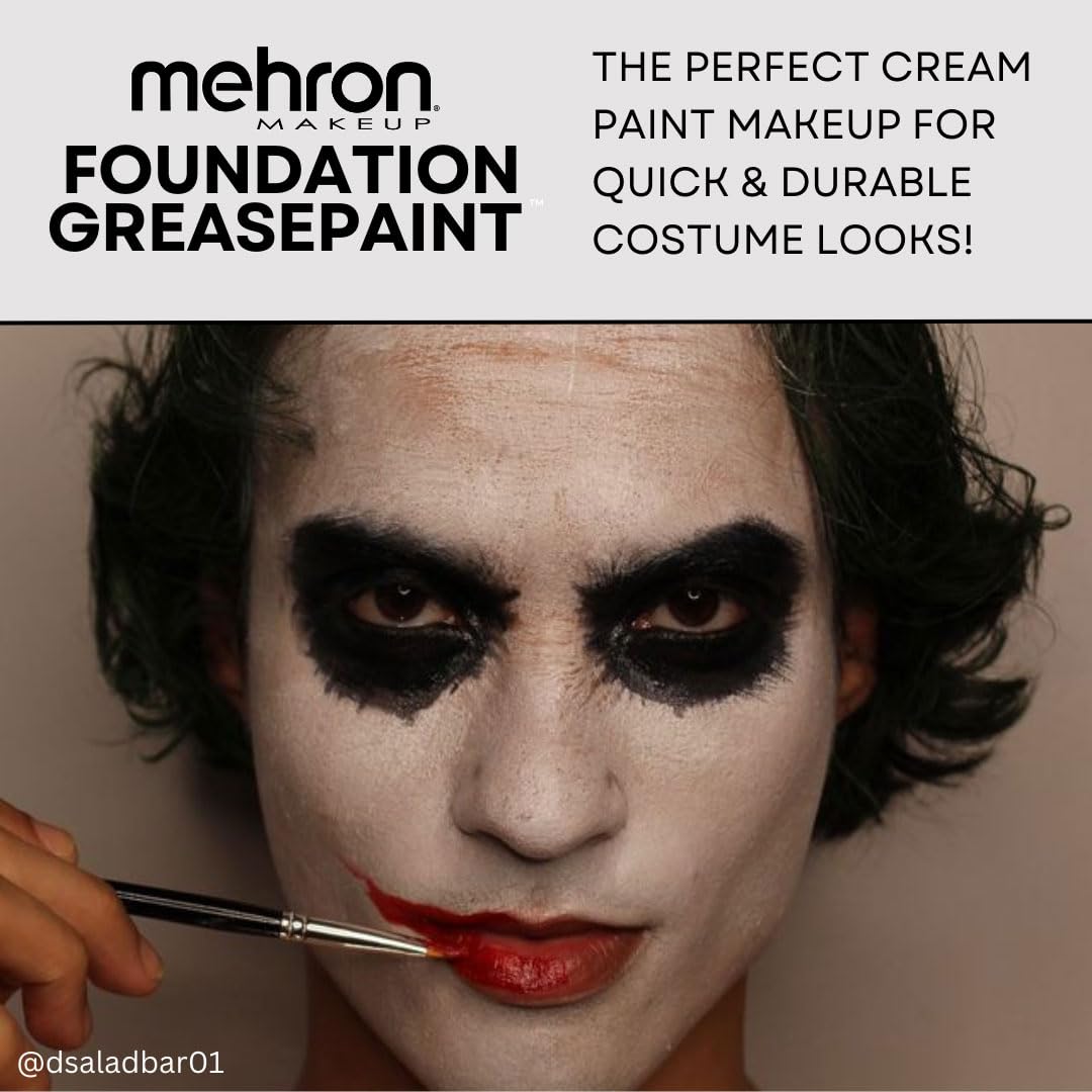 Mehron Makeup Foundation Greasepaint | Stage, Face Paint, Body Paint, Halloween Makeup 1.25 oz (38 g) (BLACK) Beauty & Personal Care Mehron