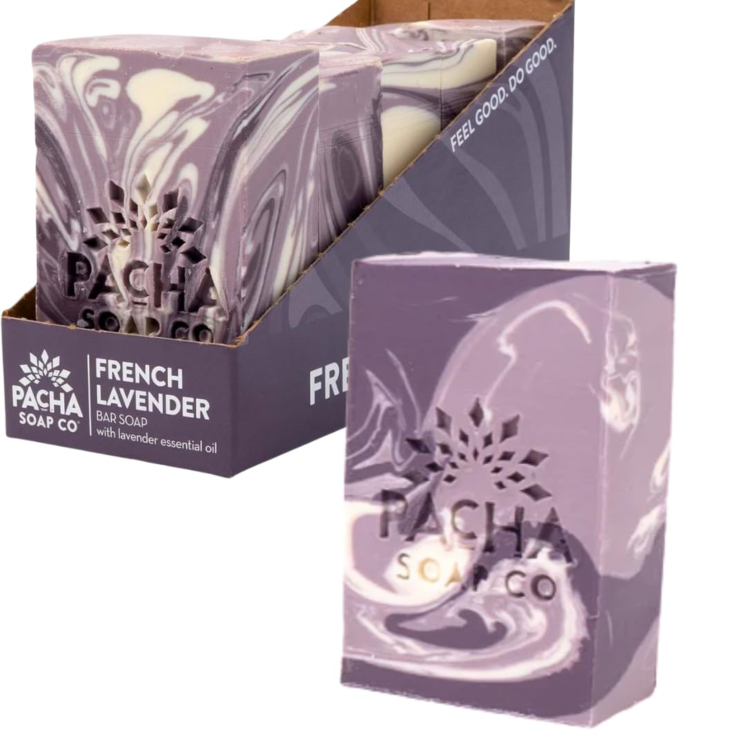 Pacha Soap Co. Bar Soap - French Lavender Scent, Handcrafted Bar Soap with Clean Essential Oils, Moisturizing, Calming Scented Soap for Face, Hands Beauty & Personal Care Pacha Soap Co
