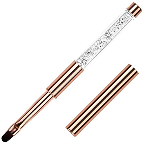 YCYAN 1Pcs Oval UV Gel Nail Brush Rhinestone Handle Professional Nail Art Tools Size 8 Rose Gold Beauty & Personal Care Ycyan
