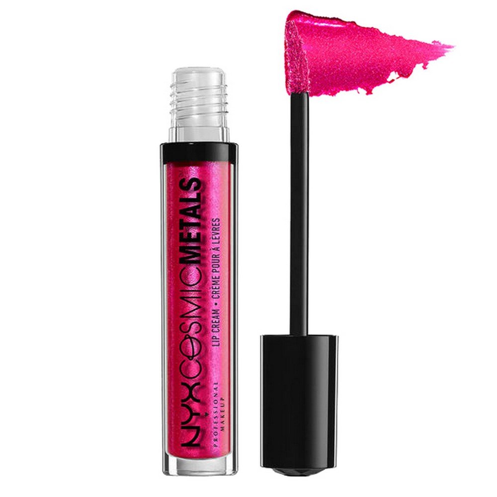 NYX PROFESSIONAL MAKEUP Cosmic Metals Lip Cream, Liquid Lipstick, Fuchsia Fusion, 0.13 Fluid Ounce