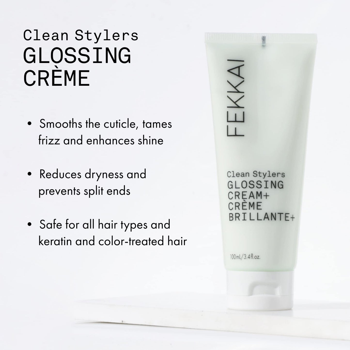 FEKKAI Clean Stylers Glossing Cream - 3.4 oz - Provides Hydration, Smoothes Frizz & Boosts Shine - Free of Sulfates, Parabens, Phthalates - Vegan Beauty & Personal Care Fekkai
