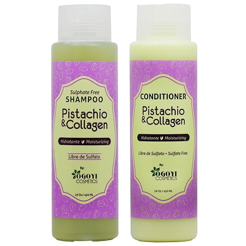 Ogoyi Cosmetics Pistachio & Collagen Shampoo and Conditioner 16oz Duo - Strengthening, Moisturizing - All Hair Types Beauty & Personal Care Ogoyi Cosmetics