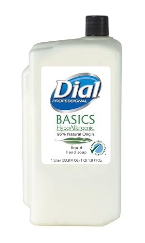 Dial Professional Basics Hypoallergenic Liquid Hand Soap, Green Seal Certified, 1L Dispenser Cartridge Refill Bottle (Pack of 8) Beauty & Personal Care Dial