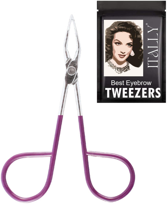 ITALLY Professional Salon TWEEZERS with Easy Scissor Handle, The BEST PRECISION EYEBROW TWEEZERS Men/Women, Pinzas Para Cejas, Ingrown Hair Beauty and Personal Care ITALLY