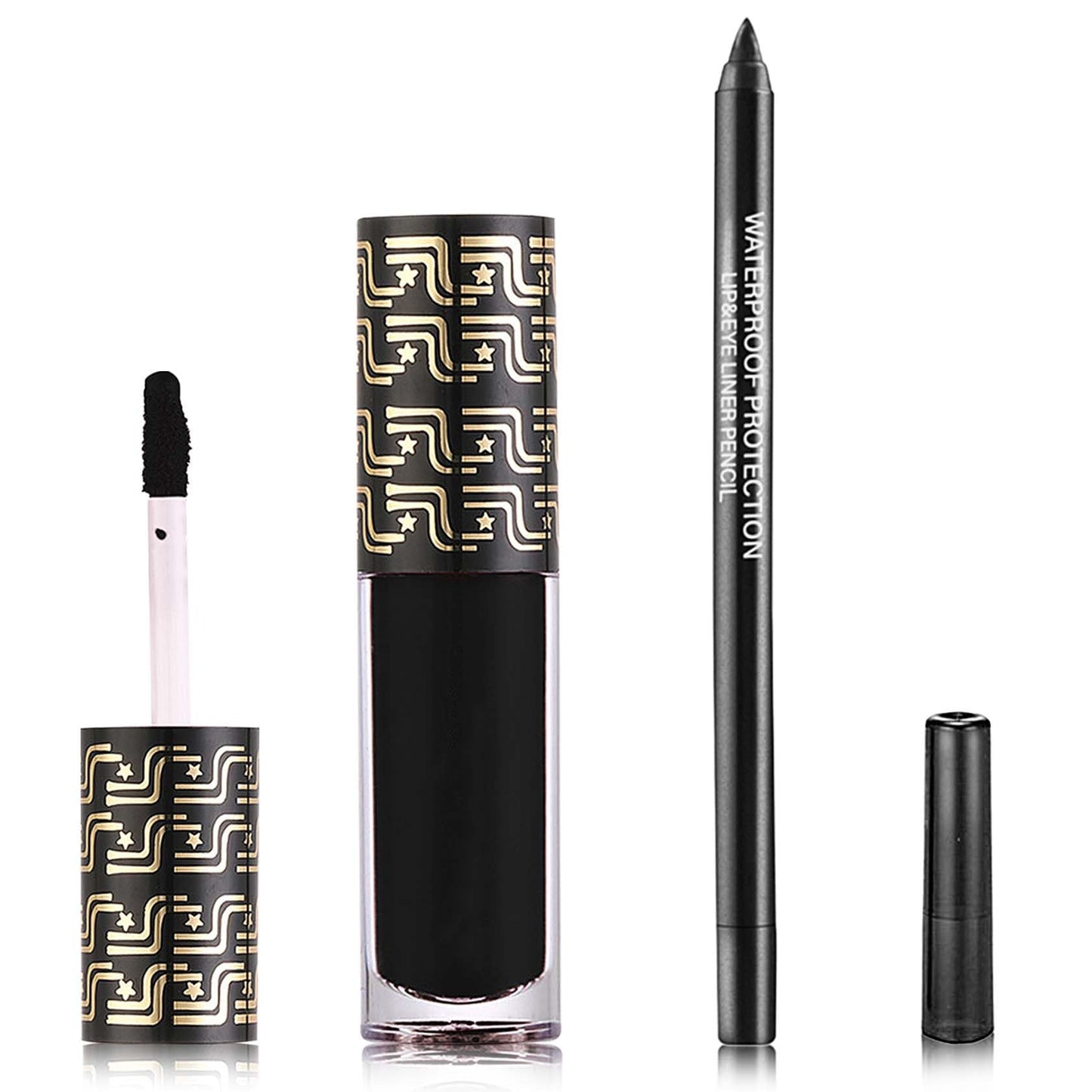 Black Matte Lipstick,2 Pcs Black Matte Lip Liner and Liquid Lipstick Set,Waterproof Long Lasting Lip Gloss Stain,Matte Liquid Lipstick Beauty & Personal Care DuoZeng