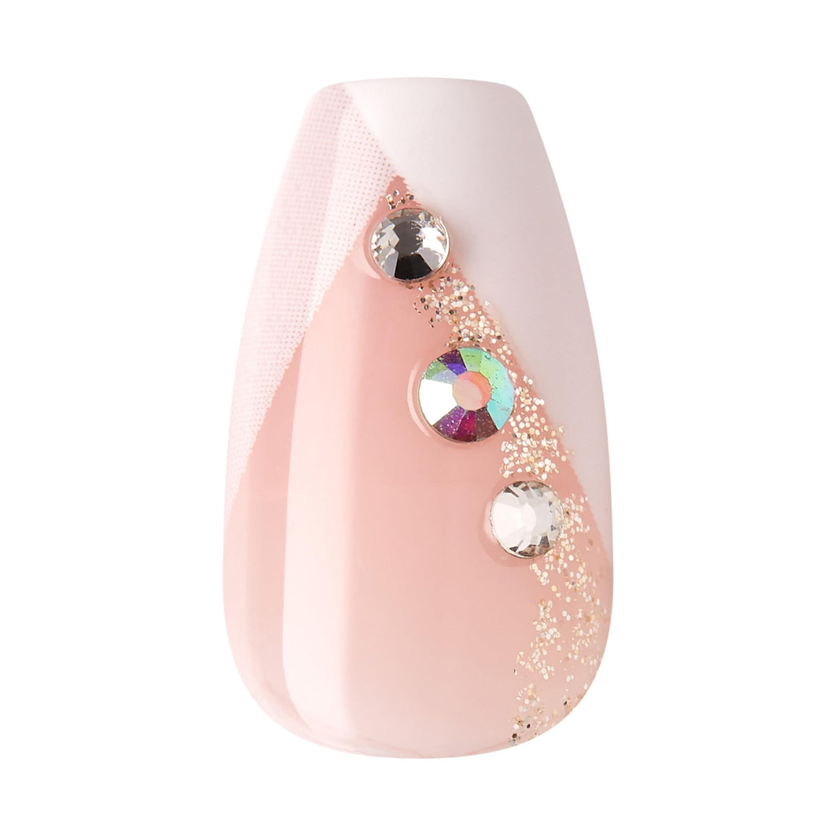 Kiss Impress No Glue Mani Press On Nails, French, 'Glimpse', White, Medium Size, Coffin Shape, Includes 30 Nails, Prep Pad, 1 Manicure Stick, 1 Mini