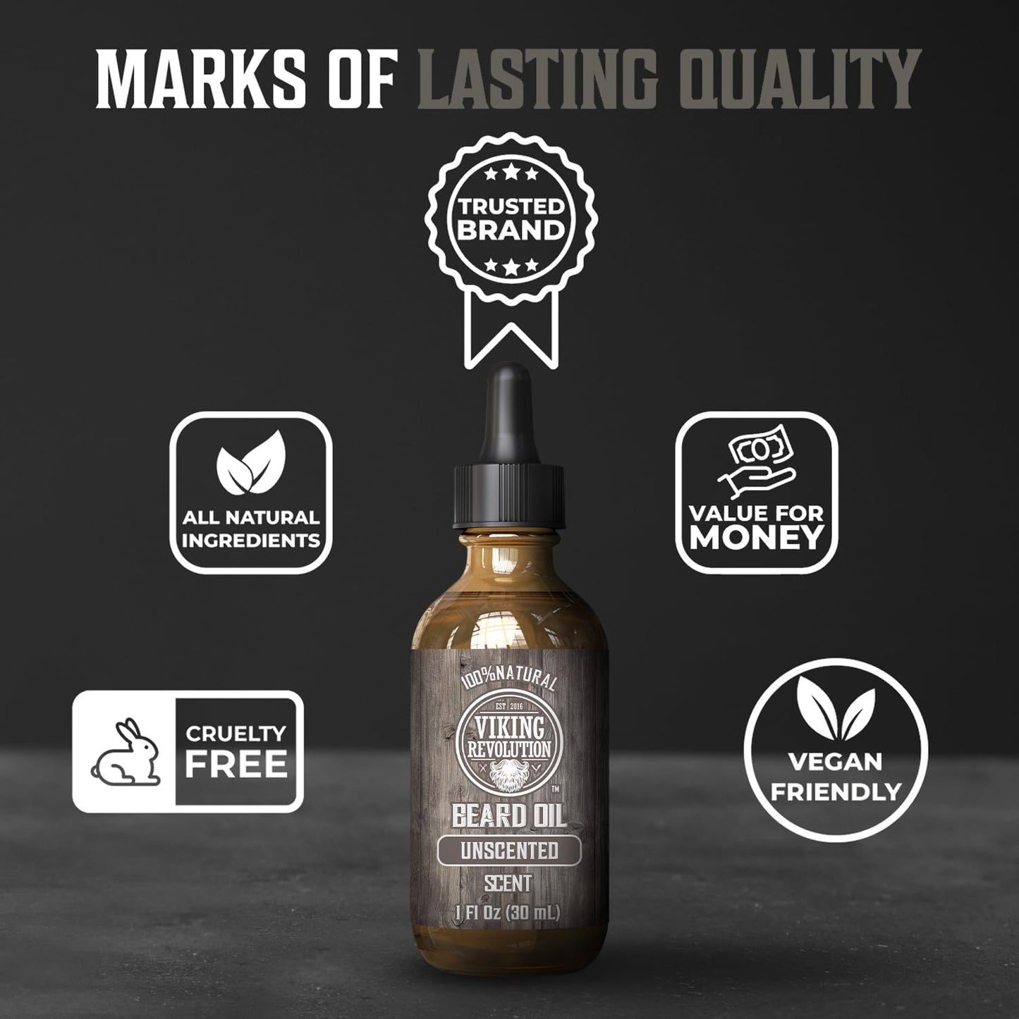 Viking Revolution Unscented Beard Oil for Men - Natural Mens Beard Oil with Argan Oil and Jojoba Oil - Beard Softener, Strengthens and Moisturizes Beauty & Personal Care Viking Revolution