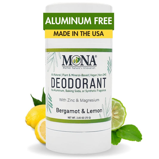 MONA Brands All Natural Magnesium Deodorant for Women & Men - Baking Soda & Aluminum Free (Bergamot Lemon) 2.65oz Beauty and Personal Care MONA