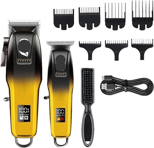 QDKVTNDJZ Hair Clippers for Men, 2PCS Professional Barber Set Cordless Zero Gapped Beard Trimmer Finish Cutting Machine Beauty and Personal Care QDKVTNDJZ