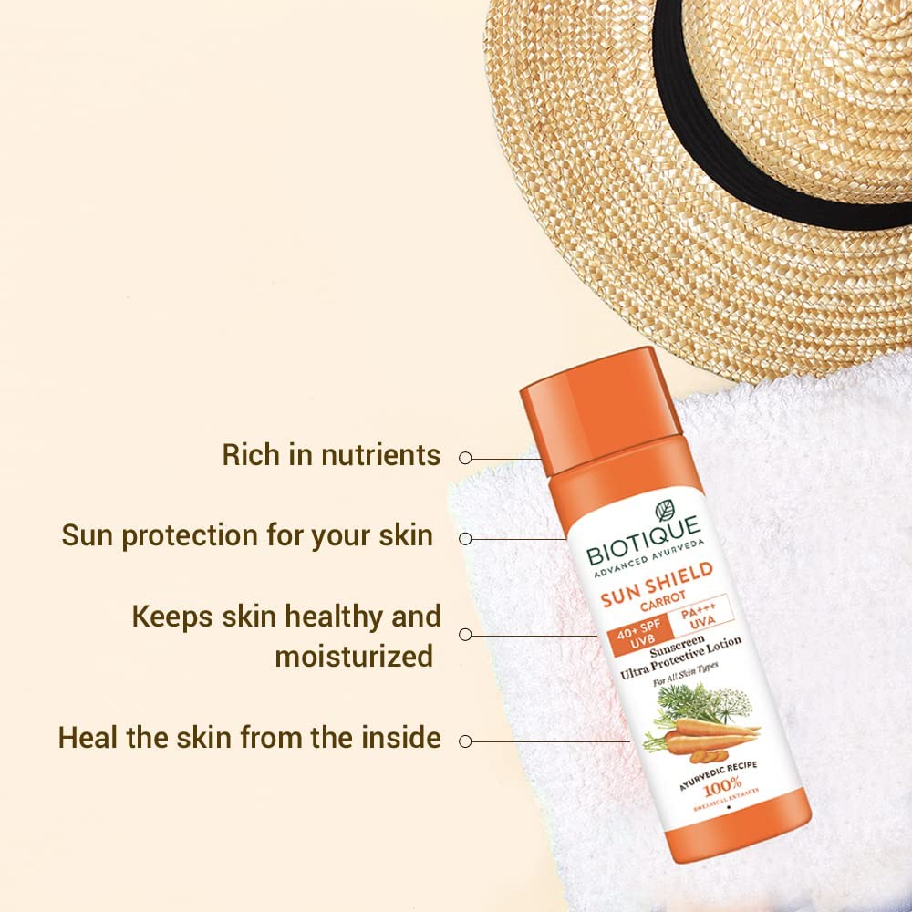 Biotique Face & Body Sun Lotion SPF 40 - Carrot 120ml Beauty & Personal Care Biotique