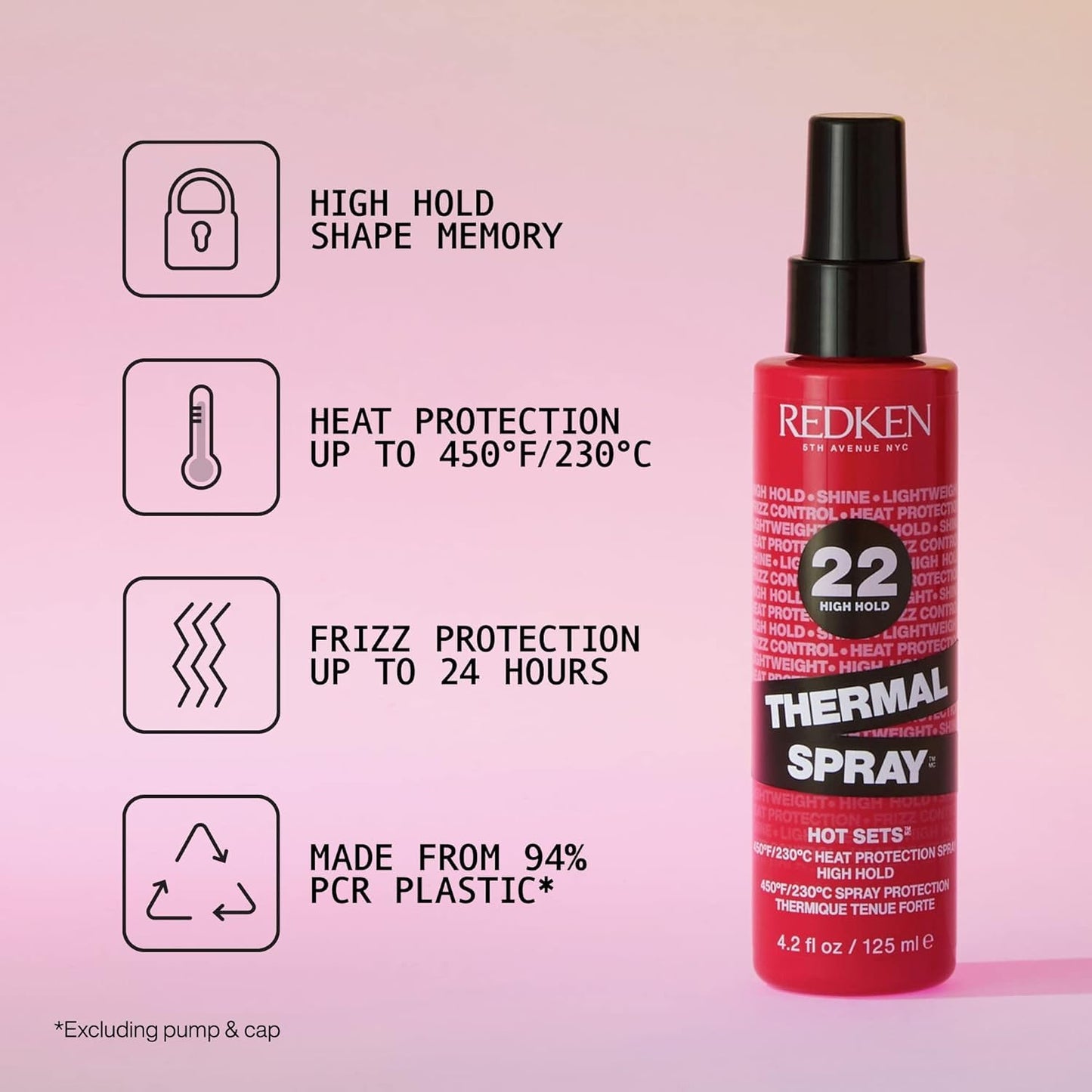 Redken Thermal Spray 22 – High Hold Heat Protectant & Setting Mist for Curling & Flat Irons, Long-Lasting Frizz Control & Damage Protection Beauty & Personal Care Redken