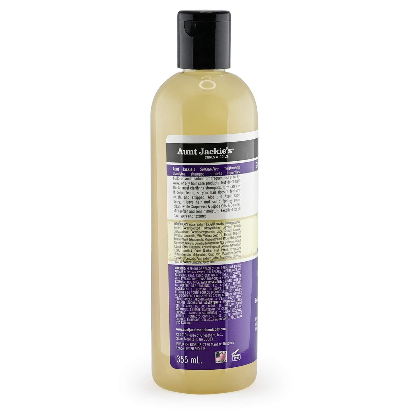 Aunt Jackie's Grapeseed Style and Shine Recipes Power Wash Intense Moisture Clarifying Hair Shampoo, 12oz. Beauty & Personal Care Aunt Jackie's