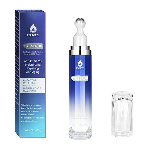 Eye Serum with 8% Caffeine 8% Retinol Hyaluronic Acid Niacinamide peptides for Puffy Bags Fine Lines Dark Circles Wrinkles, Under Eye Cream with 360° Beauty & Personal Care POEROES