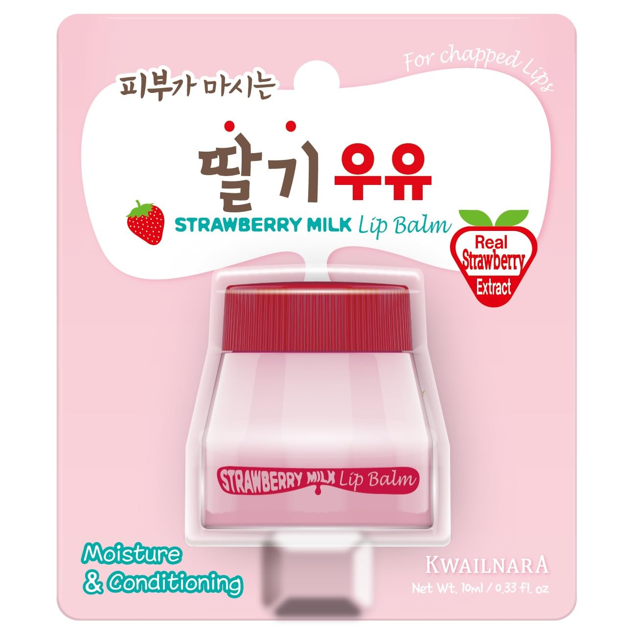 WELCOS Kwailnara Milk Lip Balm with Royal Jelly & Milk Extracts for Hydrating and Nourishing Care - Korean Lip Care - Strawberry Flavor - Adds Natural Beauty and Personal Care Kwailnara