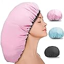 3 Pcs 16.5" Super Extra Large Shower Cap, Reusable Dual Waterproof Shower Cap for Women, Jumbo Satin Lined Shower Cap for Braids & Long Hair, XXL Beauty & Personal Care SHEOMERN