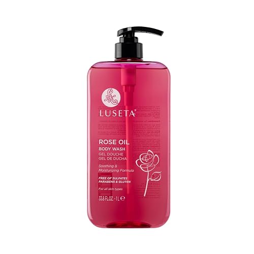 Luseta Rose Oil Body Wash Hydrating Moisturizing Shower Gel Cleansing and Nourishing for Dry Skin for Women & Men Sulfate-Free 33.8oz Beauty & Personal Care L LUSETA